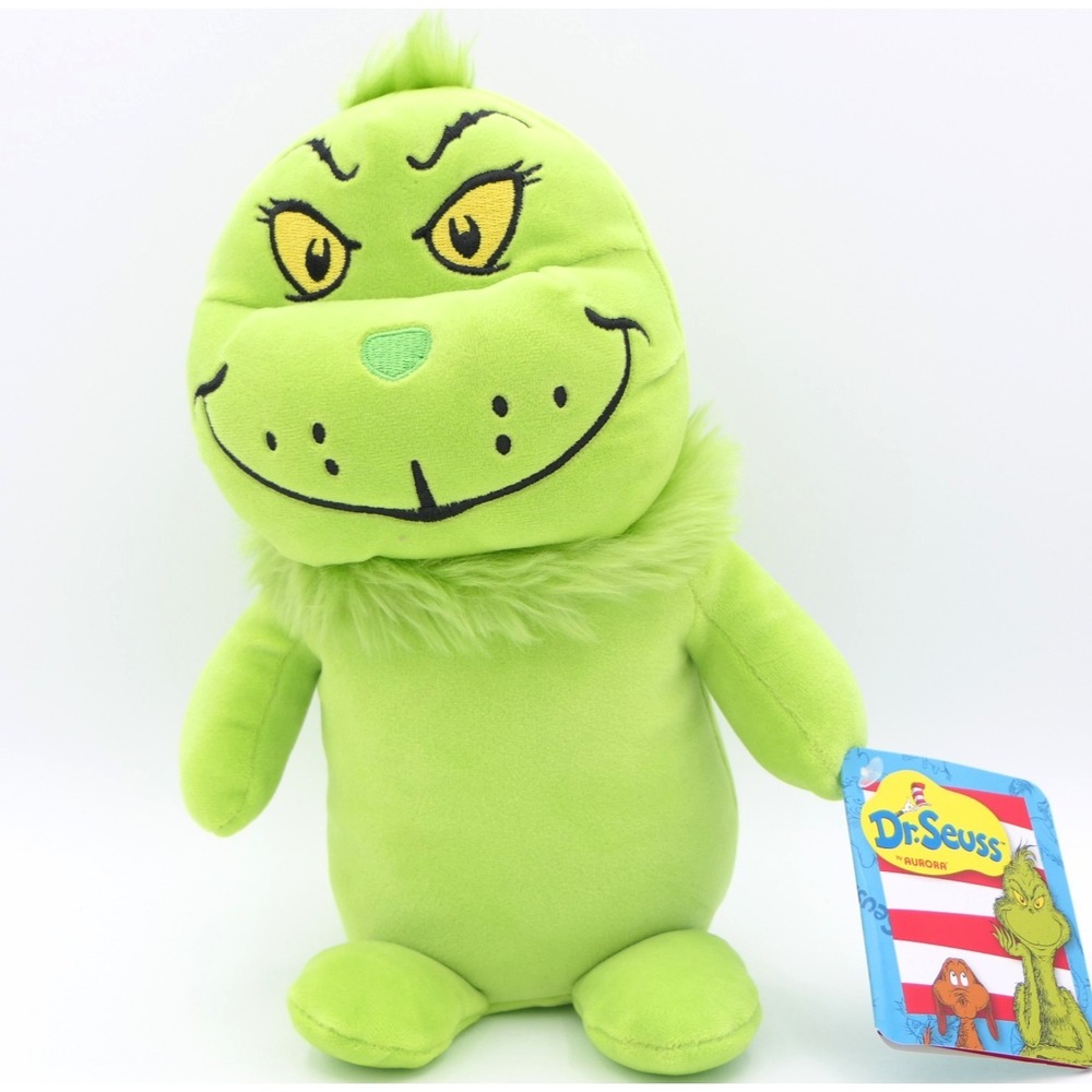 Aurora Dr.‎ Seuss Grinch Stole Christmas 10" Green Soft Plush Squishy Toy w/ Tag